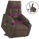 vidaXL Massagesessel mit Aufstehhilfe Braun Mikrofasergewebe