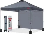3x3m Pop-Up Pavillon Faltpavillon Festzelt mit 1 Seitenwand Dunkelgrau