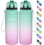 Trinkflasche Auslaufsicher BPAfrei Tritan 1000 ml Hellgr&uuml;n-hellviolett