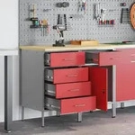 vidaXL Werkstattschr&auml;nke 2 Stk. Rot und Grau Holzwerkstoff Stahl