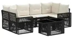 vidaXL Gartensofa-set 7 stk. Schwarz und Cremewei&szlig; Poly-Rattan