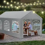 Aufun Partyzelt 3x6m Grau, Wasserdicht & UV-best&auml;ndig, Stabil mit Verzinktem