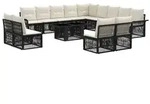 vidaXL Gartensofa-set 14 stk. Schwarz und Cremewei&szlig; Poly-Rattan