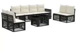 vidaXL Gartensofa-set 9 stk. Schwarz und Cremewei&szlig; Poly-Rattan
