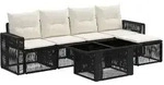 vidaXL Gartensofa-set 6 stk. Schwarz und Cremewei&szlig; Poly-Rattan