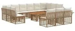 vidaXL Gartensofa-set 14 stk. Nat&uuml;rlich und Cremwei&szlig; Poly-Rattan