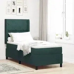 vidaXL LED Boxspringbett mit Matratze Dunkelgr&uuml;n 80 x 200 cm Samt