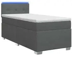 vidaXL Boxspringbett mit Matratze und LED Dunkelgrau 90 x 200 cm Stoff