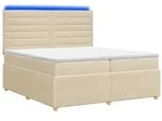 vidaXL LED Boxspringbett mit Matratze Creme 200 x 200 cm Stoff