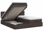 vidaXL Ottoman Bett mit Matratze mit Kopfteil 2 pcs Dunkelbraun Stoff