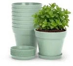 KINGLAKE 10cm Blument&ouml;pfe mit Untersetzer - 8 St&uuml;ck Pflanzt&ouml;pfe Klein,...