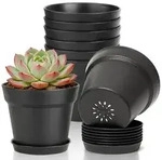T4U 10cm Blumentopf Plastik mit Untersetzer 8er-Set Plant Pot, Blumentopf Set...