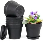 Blumentopf 6er Set Plastik &Uuml;bertopf Untersetzer 15.2cm Schwarz 6IN