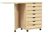 vidaXL Rollwagen mit Schreibtisch MOSS Klarlack 105,5 x 39 x 74,5 cm