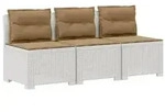 vidaXL 3-Sitzer Garten Sofa mit Kissen Rattan-Look PP Wei&szlig;