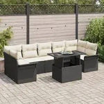 vidaXL 8-tlg. Garten-Sofagarnitur mit Kissen Schwarz Poly Rattan