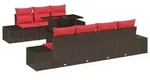 vidaXL Garten-Sofa-Set 8 stk. 7-Sitzanzahl Braun und Rot