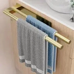 Handtuchhalter Edelstahl ohne Bohren 40cm schwarz Wand Bad Gold-2