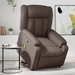 vidaXL Massagesessel mit Aufstehhilfe Braun Kunstleder