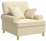vidaXL XL-Sessel mit Kissen Creme Stoff