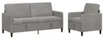 vidaXL Sofa Set mit Stauraum 2 stk. Hellgrau Polyester