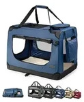 lionto Stoff-Katzentransportbox faltbar, bel&uuml;ftete Transportbox mit