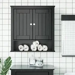 vidaXL Bad-Wandschrank BERG Schwarz 69,5x27x71,5 cm Massivholz