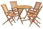vidaXL 5-teiliges klappbares Garten-Bistro-Set Natur Massivholz Teak