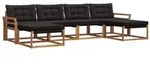 vidaXL Outdoor-Sofagarnitur mit Kissen 6 pcs Nat&uuml;rlich und Schwarz