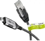 Goobay 74405 Ethernet-Kabel USB-CTM 3.1 auf RJ45, Slim, 5 m, 5 m, schwarz-Silber -