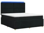 vidaXL LED Boxspringbett mit Matratze Schwarz 180 x 200 cm Stoff