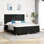vidaXL Boxspringbett mit Matratze Schwarz Super-King Stoff