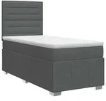 vidaXL Boxspringbett mit Matratze Dunkelgrau 90 x 190 cm Stoff