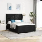 vidaXL Boxspringbett mit Matratze Schwarz 160x200 cm Stoff