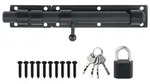 SAYAYO T&uuml;rriegel Bolzenriegel Edelstahl Schwarz 230mm mit Vorh&auml;ngeschloss