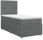 vidaXL Boxspringbett mit Matratze Dunkelgrau 90 x 190 cm Stoff
