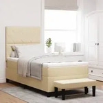 vidaXL Boxspringbett mit Matratze & Bank Creme 90x190 cm Stoff