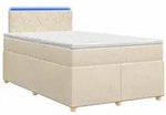 vidaXL Boxspringbett mit Matratze Creme 120 x 200 cm Stoff