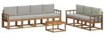 vidaXL Outdoor-Sofagarnitur mit Kissen 8 pcs Nat&uuml;rlich und Hellgrau