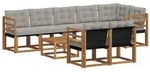 vidaXL Outdoor-Sofagarnitur mit Kissen 9 pcs Nat&uuml;rlich und Hellgrau