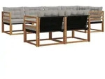 vidaXL Outdoor-Sofagarnitur mit Kissen 7 pcs Nat&uuml;rlich und Hellgrau
