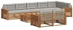 vidaXL Outdoor-Sofagarnitur mit Kissen 9 pcs Nat&uuml;rlich und Hellgrau