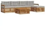 vidaXL Outdoor-Sofagarnitur mit Kissen 6 pcs Nat&uuml;rlich und Hellgrau
