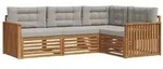 vidaXL Outdoor-Sofagarnitur mit Kissen 4 pcs Nat&uuml;rlich und Hellgrau