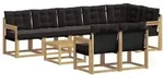 vidaXL Outdoor-Sofagarnitur mit Kissen 9 pcs Wei&szlig; und Schwarz