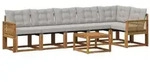 vidaXL Outdoor-Sofagarnitur mit Kissen 7 pcs Nat&uuml;rlich und Hellgrau