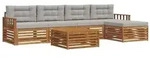 vidaXL Outdoor-Sofagarnitur mit Kissen 6 pcs Nat&uuml;rlich und Hellgrau