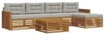vidaXL Outdoor-Sofagarnitur mit Kissen 6 pcs Nat&uuml;rlich und Hellgrau