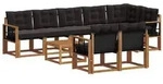vidaXL Outdoor-Sofagarnitur mit Kissen 9 pcs Nat&uuml;rlich und Schwarz