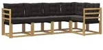 vidaXL Outdoor-Sofagarnitur mit Kissen 5 pcs Wei&szlig; und Schwarz